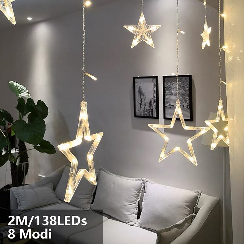 Guirlande lumineuse LED 12 étoiles Sapin de Noël rideau lumineux