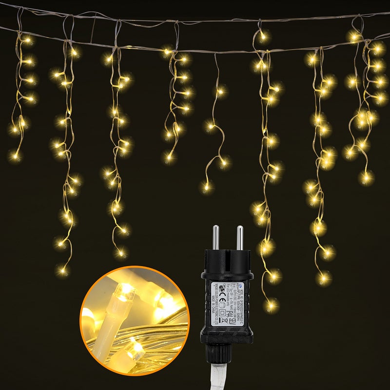 10m 200 LED Pluie Verglaçante Guirlande Lumineuse Glaçon Noël Guirlande  Lumineuse Lampe Guirlande Lumineuse Fête IP44 Extérieur Intérieur Blanc  Chaud