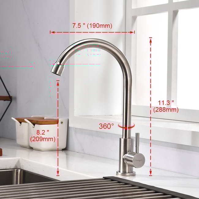 Ibergrif M18703 Mundo Grifo de Cocina Giratorio 360 Solo Agua Fria Grifo para Fregadero Monomando Inoxidable Leroy Merlin