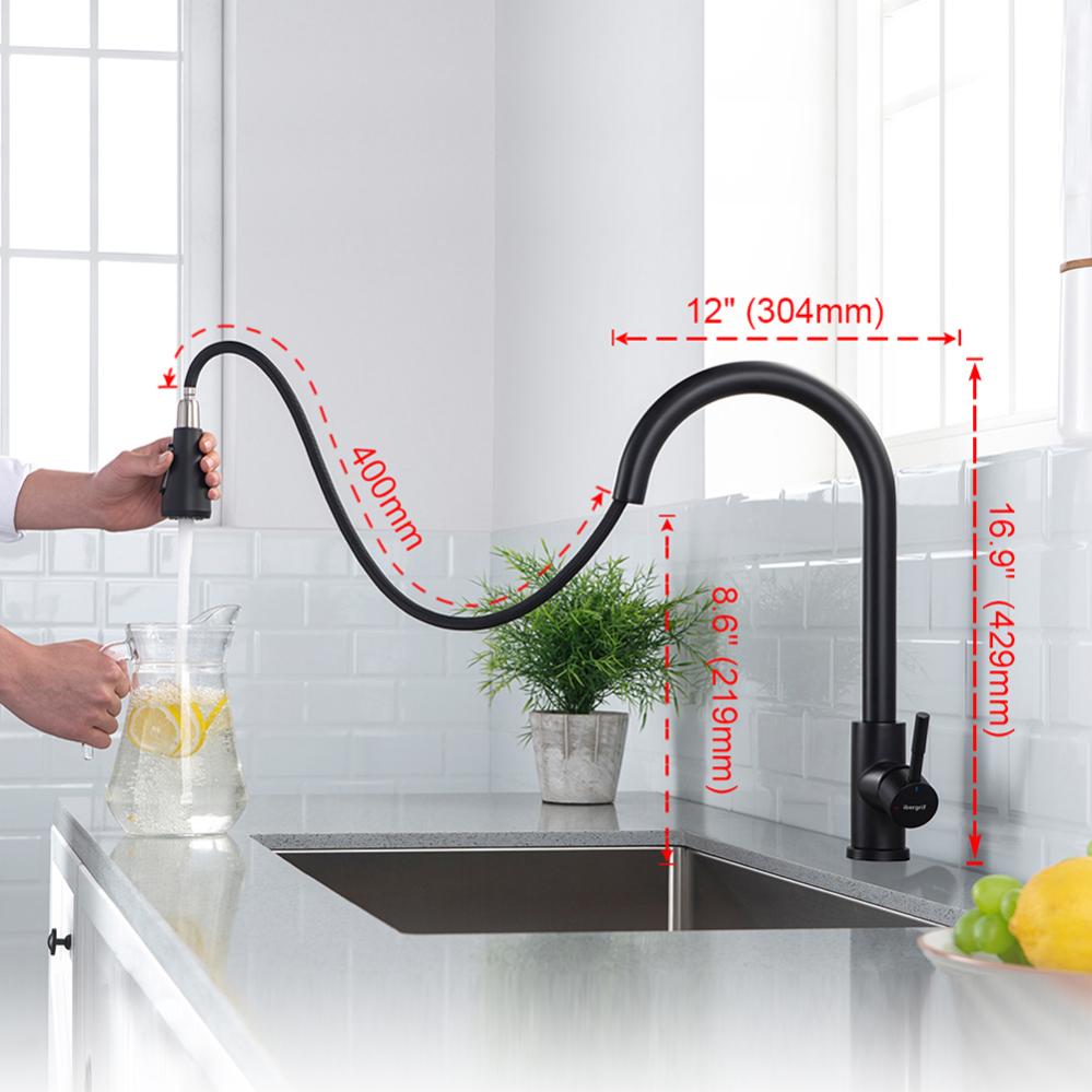 Grifo Cocina Ibergrif Extraíble Con Teleducha – Acero Inoxidable, Dos Modos De Pulverización, Giro 360°, Fácil Instalación DIY