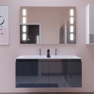 Salle de bain complète double vasque 120 et meuble miroir - Celebes
