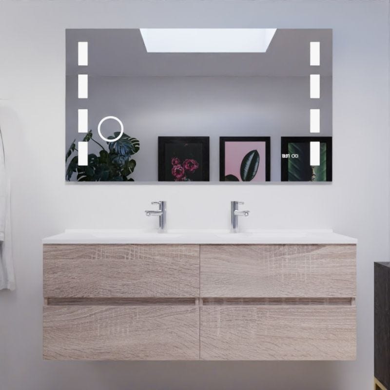 Meuble salle de bain suspendu - Avec plan vasque encastré - 140 cm