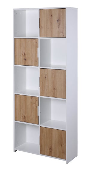 Bibliothèque 1 porte et 5 étagère Niseus H190cm Bois Chêne et