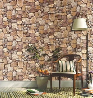 965440 Parato 3D Adesivo in PE MATTONE MARRONE antiurto fonoassorbente  70x78cm