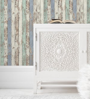 Papel pintado listones de madera blanca estilo nórdico - Madeira 3 455392