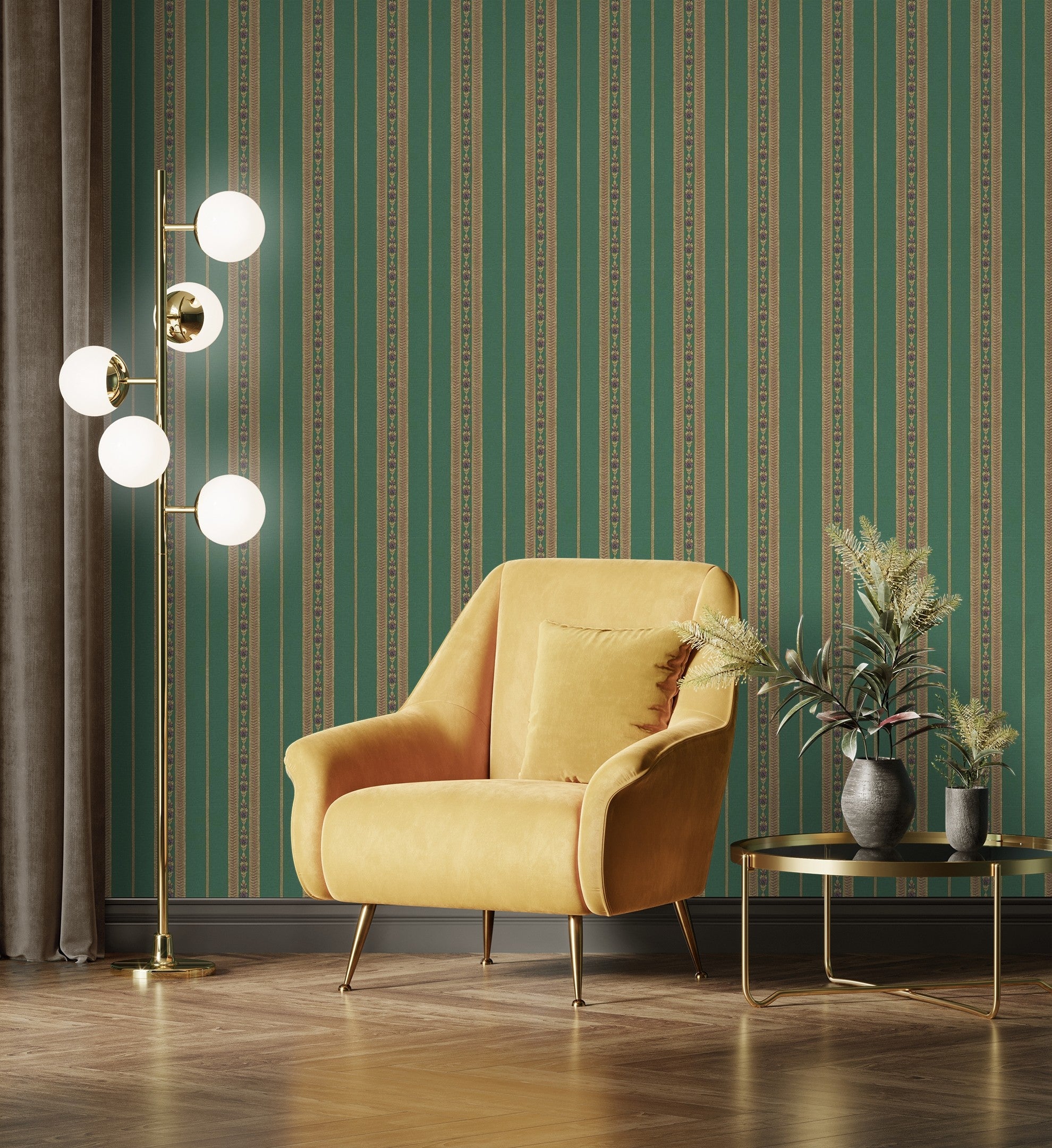 Papel pintado vinílico de rayas con efecto textura de tela tejida en relieve - alexander stripe 676430 de gaulan - rollo de 10 m x 1,06 m