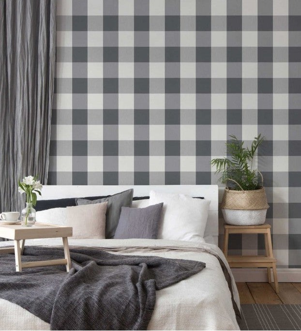 Papel de parede xadrez preto e cinza exclusivo  Grey plaid wallpaper,  Checker wallpaper, Plaid wallpaper