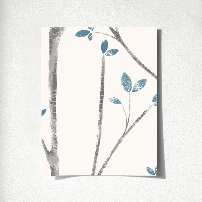 Échantillon DIN A4 de Papier peint vinyle feuilles nordiques bleu et  turquoise - Sandy Springs 679436 de GAULAN