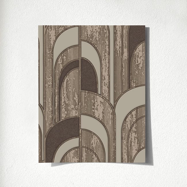 Échantillon DIN A4 de Papier peint vinyle arcs Art déco texturé en relief  foncé - Bissen Arches 681668 de GAULAN