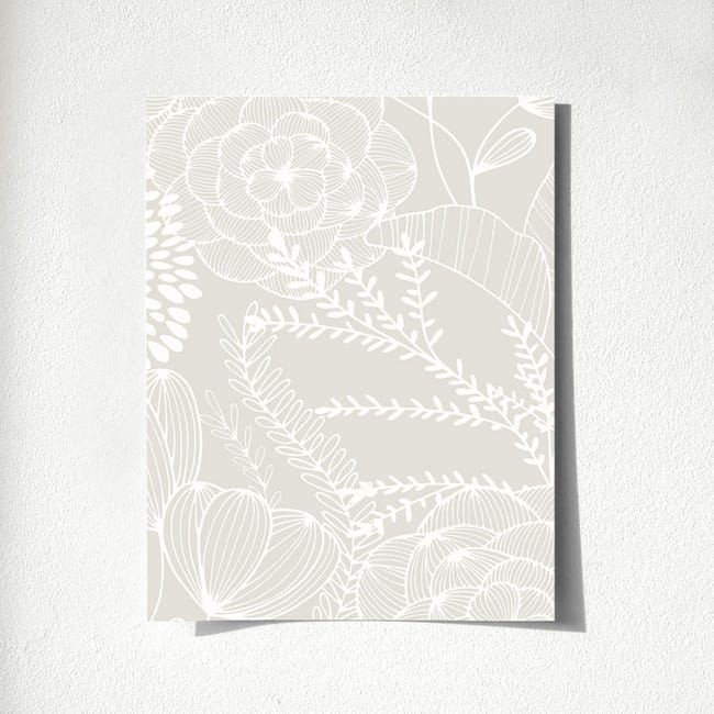 Échantillon DIN A4 de Papier peint vinyle fleurs dessinées noir et blanc -  Morgan Flowers 680640 de GAULAN
