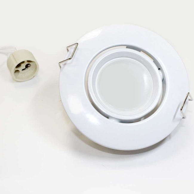 Kit Empotrable basculante blanco + Bombilla LED 8W cálida 1xGU10 Ø100mm