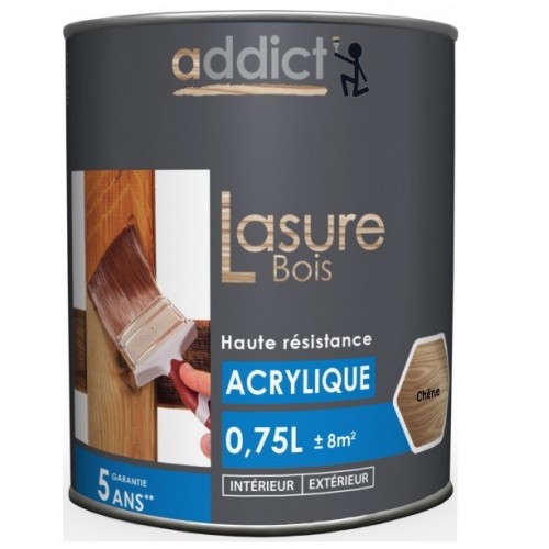 Lasure bois acrylique satin haute résistance Teinte Chêne 0.75L ADDICT Leroy Merlin