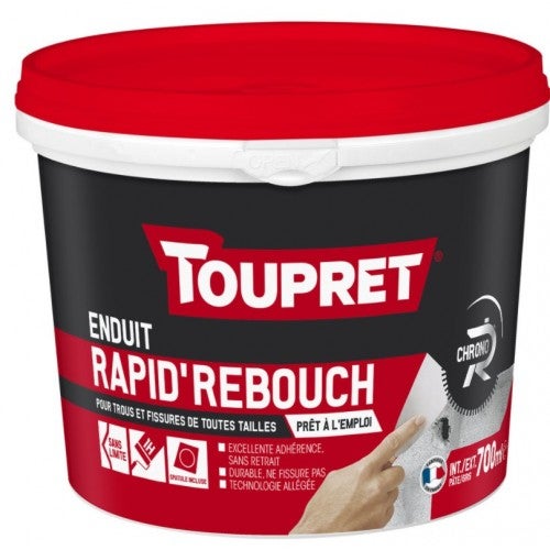 Enduit de rebouchage en pâte Rapid'rebouch TOUPRET blanc 1.25 kg