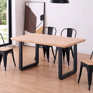 X-Loft, Mesa de Comedor, Mesa de Salon, Acabado en Roble Boreal y Patas  Metalicas Negro, Medidas: 160 cm (Largo) x 90 cm (Ancho) x 76 cm (Alto)