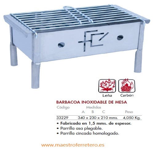 FLORES CORTES - 38986 - Cajón Barbacoa 3 Alturas 600 x 450 mm. para Leña y  Carbón