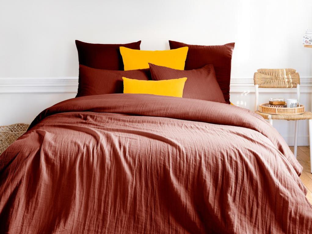 Parure de lit en gaze de coton - Housse de couette 220 x 240 cm + 2