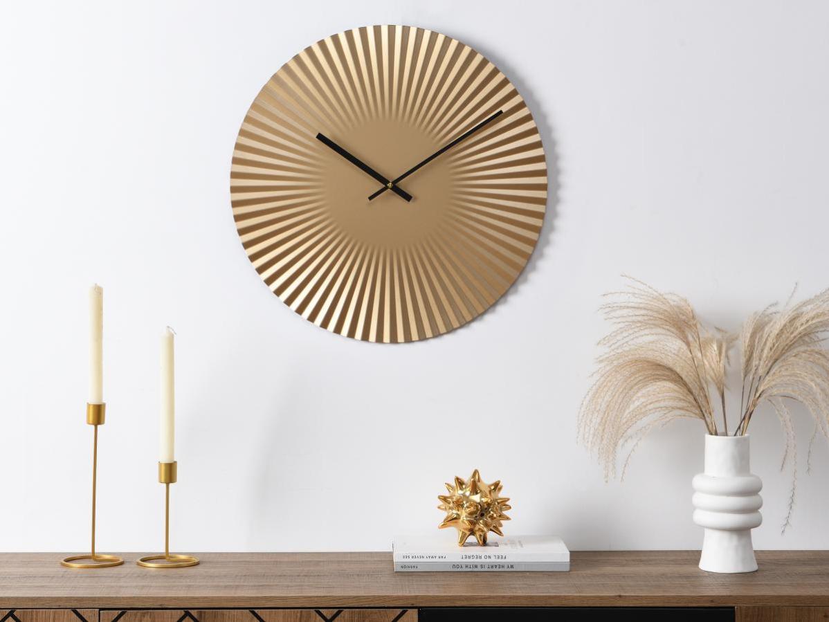 Horloge murale design - D. 50 cm - Métal - Doré - FELINAR | Leroy Merlin