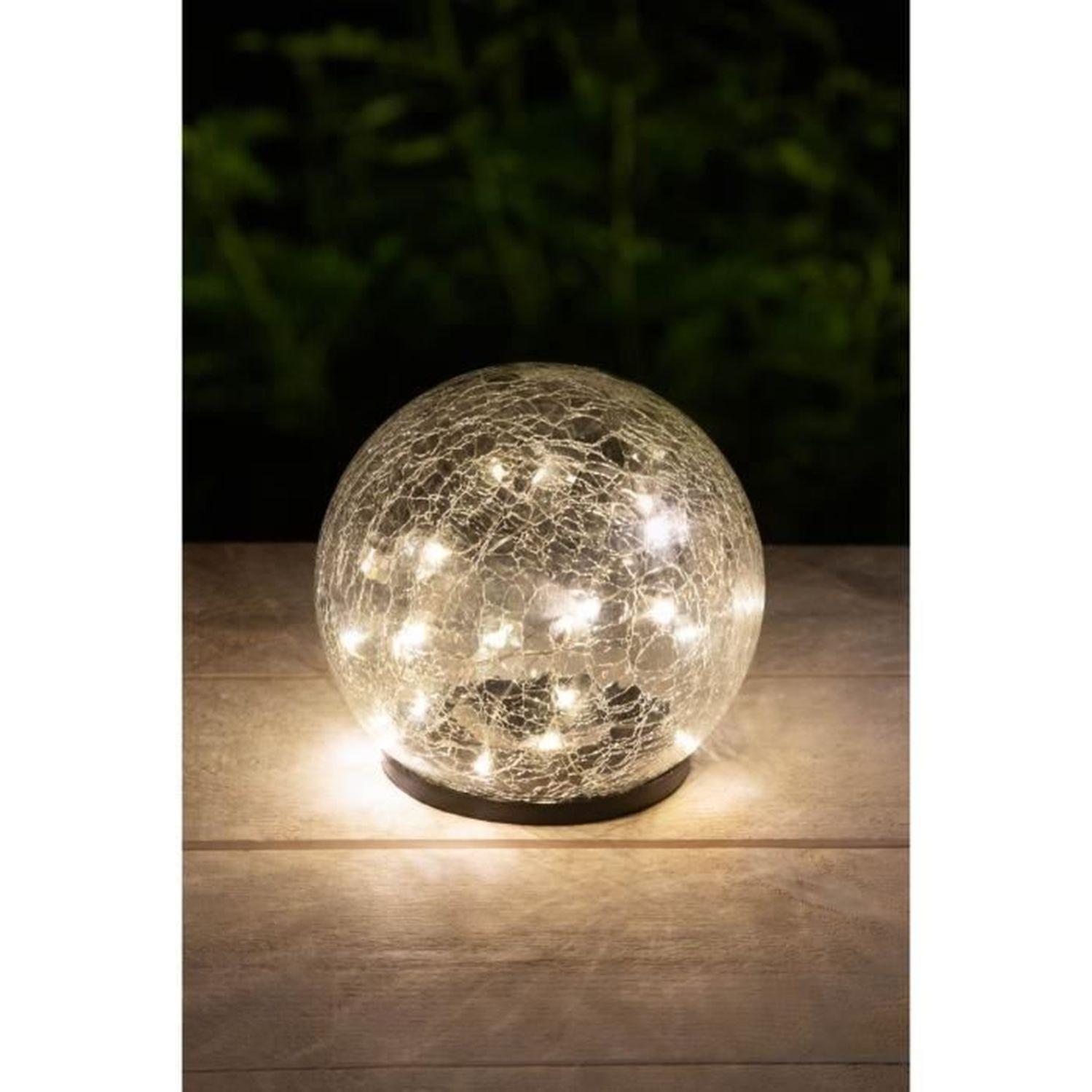 Relaxdays Set da 4 Luci Solari Sferiche da Giardino, Effetto Vetro Rotto, Impermeabili, Cambio