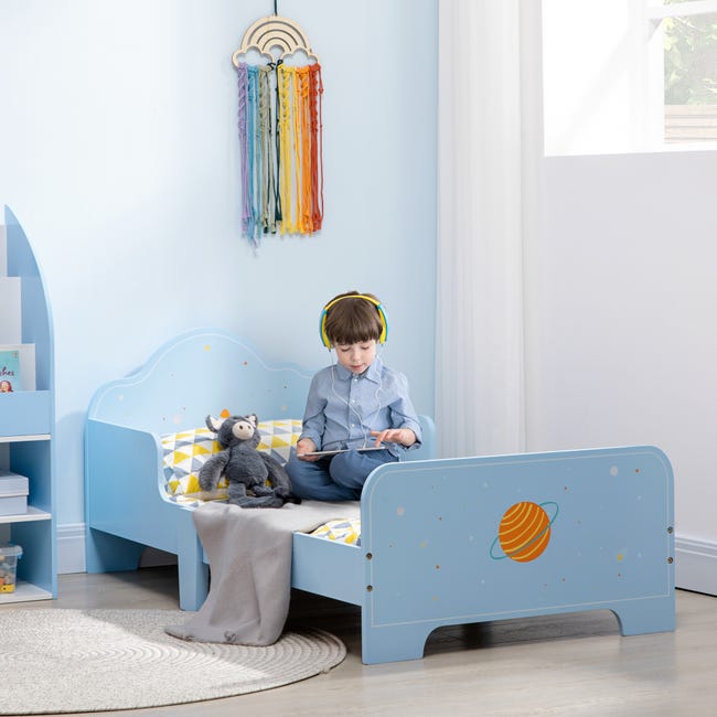 Cama para niños de 3-6 años de madera ZONEKIZ 143x74x59 cm azul