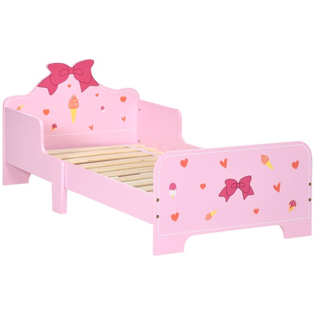 gatear Escandaloso Absolutamente Cama infantil de madera para niños 3-6 años ZONEKIZ 143x74x59 cm rosa | Leroy  Merlin
