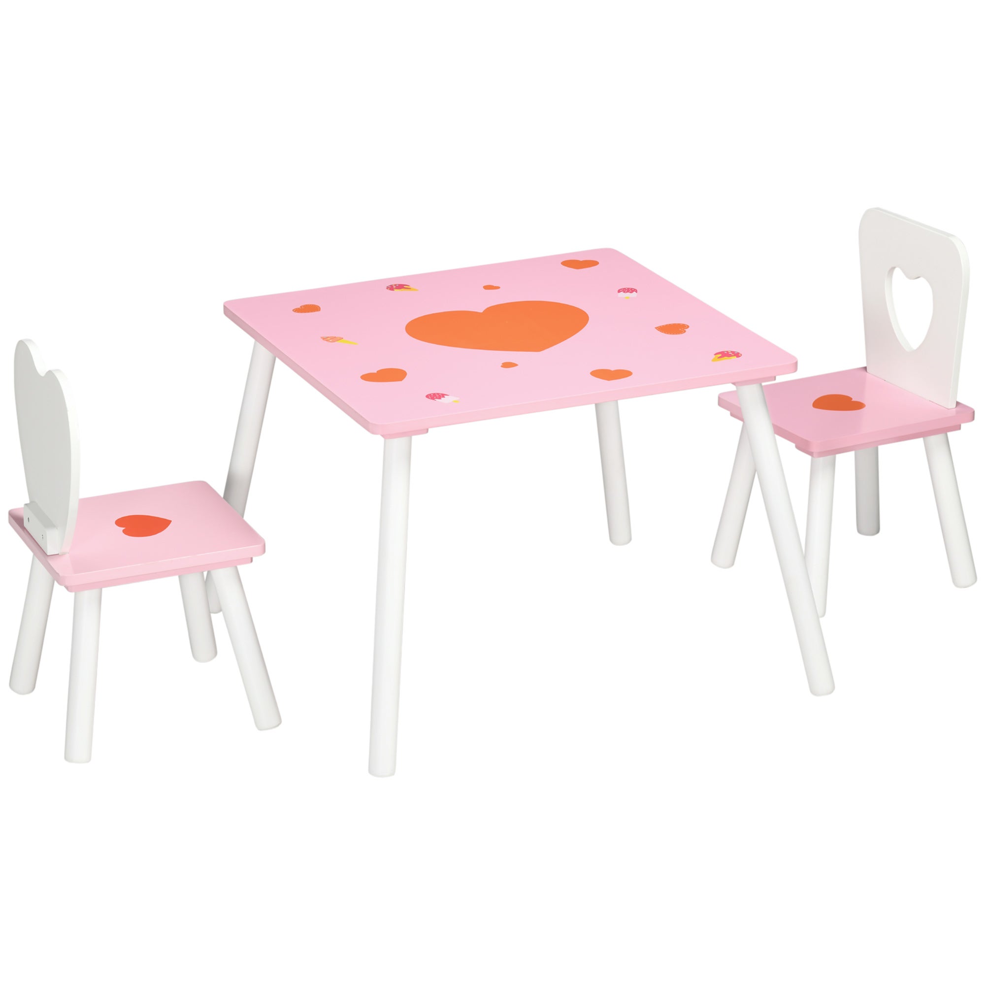 Juego de mesa y 2 sillas infantiles de madera ZONEKIZ 68x68x47 cm