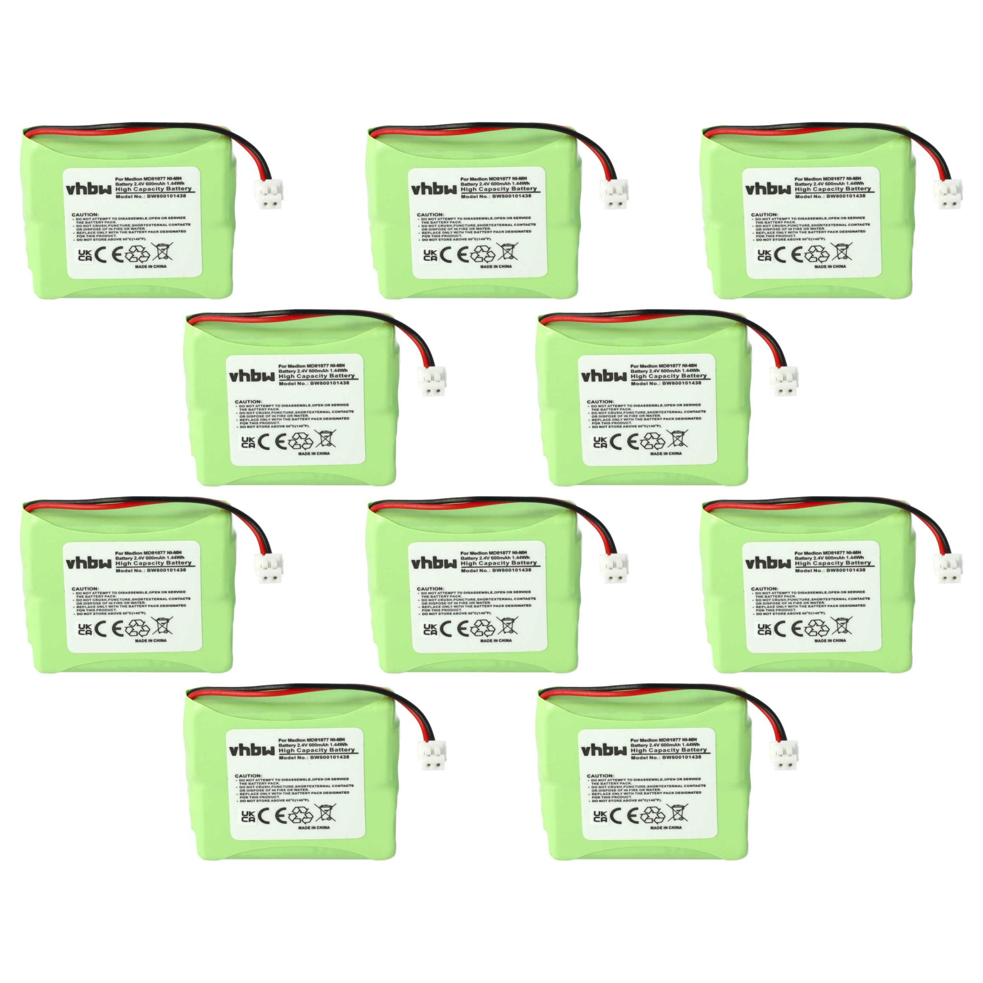 Vhbw 10x Batteries remplacement pour 5M702BMX, GP0827, GP0845, GPHP70