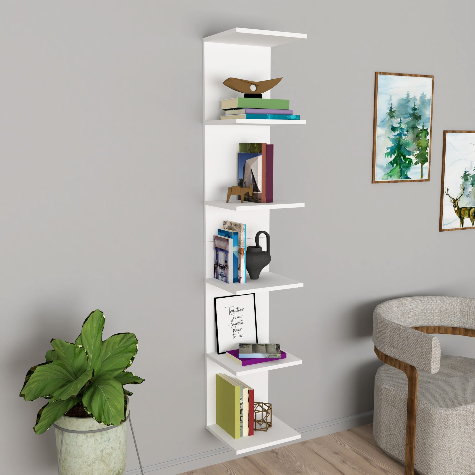 berril mensola da parete - Mensola Libreria - Scaffale pensile - Parete non  importa per soggiorno in un design moderno, Prezzi e Offerte