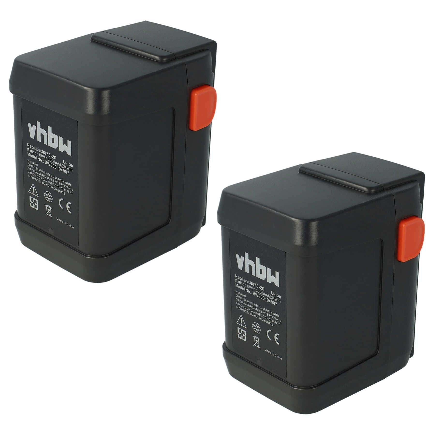 Vhbw 2 x Batteries 3000 mAh compatible avec Gardena AccuJet 18Li