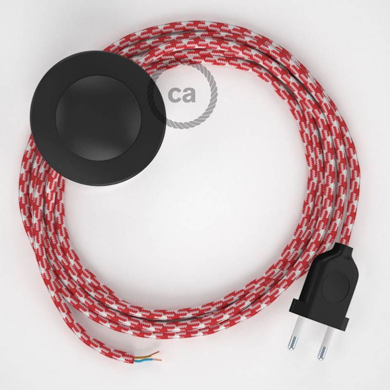 Creative cables - Cablaggio per piantana, cavo RP09 Effetto Seta Bicolore Rosso  3 m. (Nero)