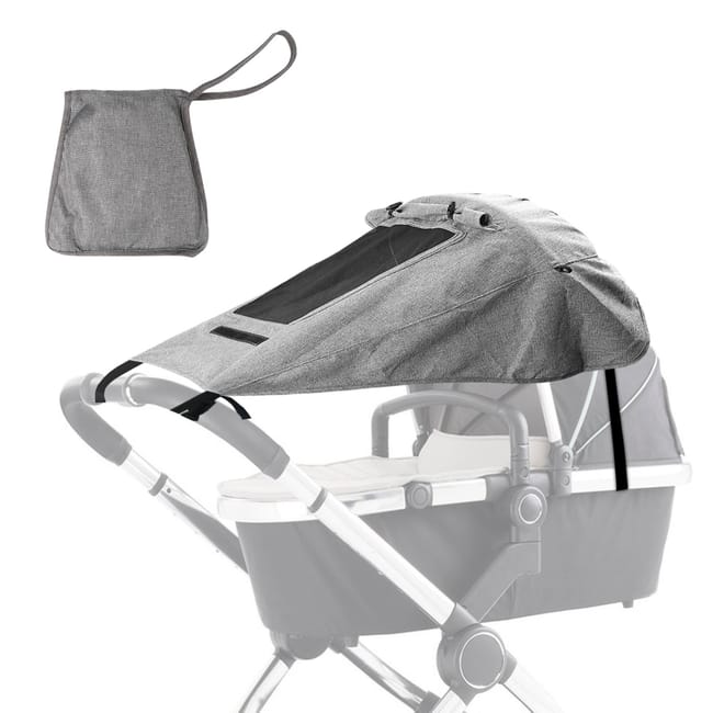 Pare Soleil Poussette Anti UV 50 et fen tre d observation gris