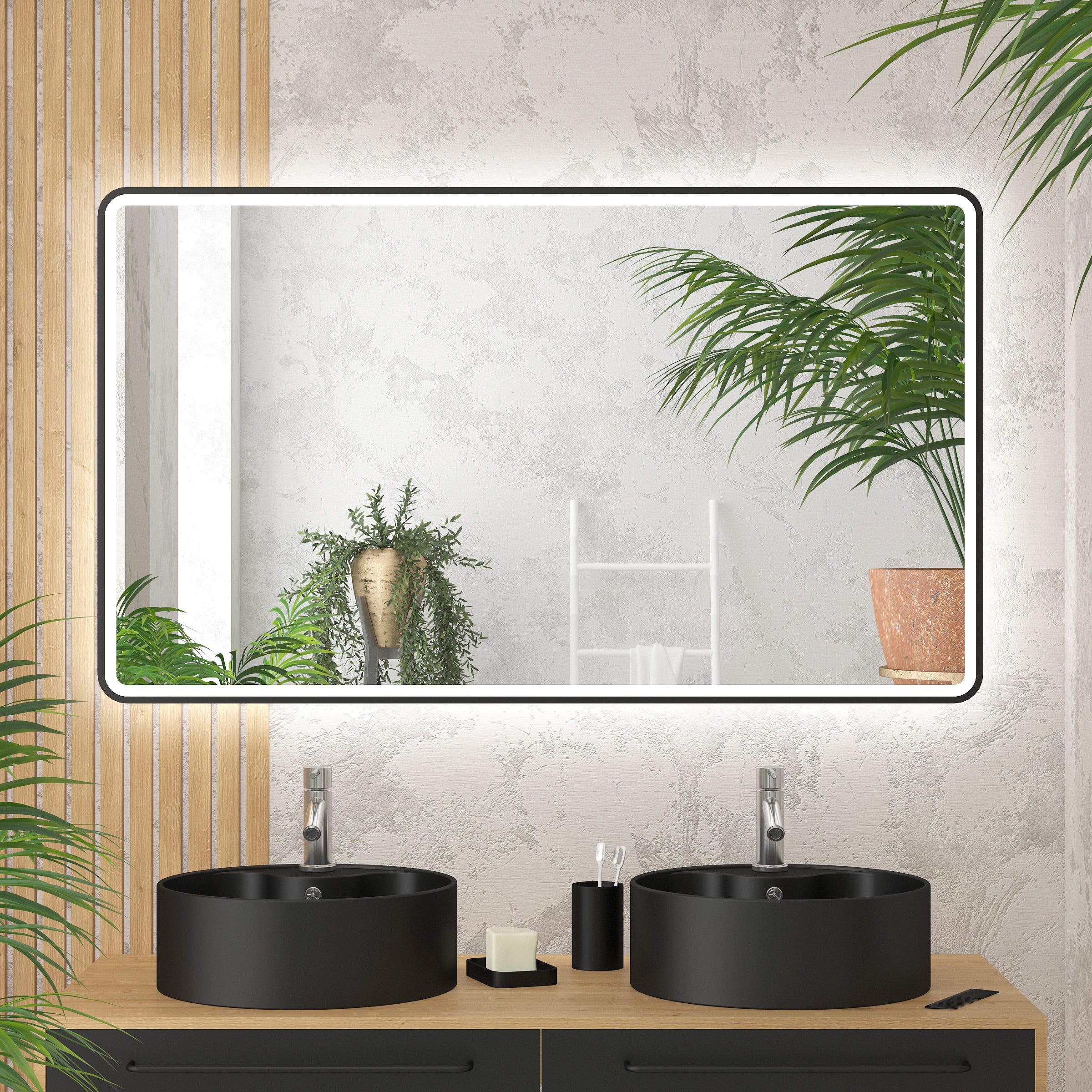 Miroir lumineux LED armoire murale salle de bain 2 en 1