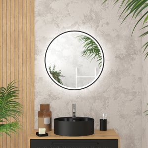 ZENIDA Espejo Redondo, 60 x 60 cm, Espejo de Pared Redondo con Marco de  Metal Negro de, diseño Moderno, Gran Espejo, para vestíbulo, Cuarto de  baño, salón y más : .es: Hogar
