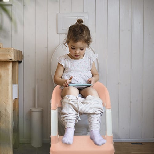 Mobiclinic Sedile per WC per bambini mod Lala Adattatore per WC per bambini  con scaletta antiscivolo rosa e bianco