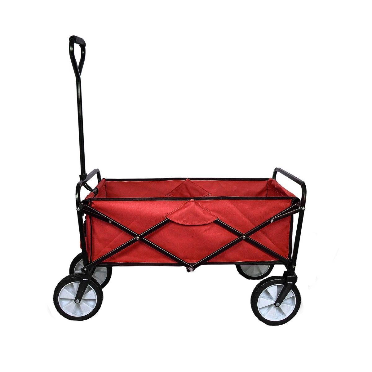Chariot de jardin à 4 roues rouge pliable brouette utilité chariot de  transport jardin - 98 x 53 x 116 cm - capacité 70 kg - imperméable [paire  de 28429 - Conforama