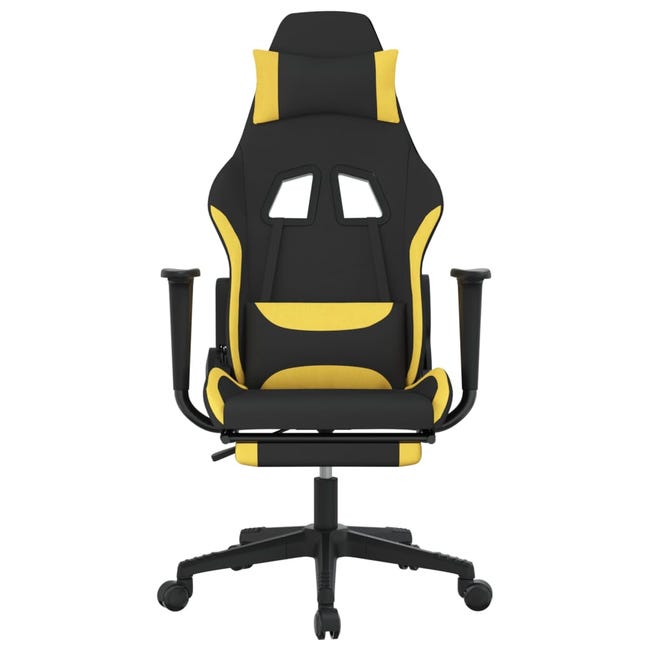 WeHome - Poltrona gaming reclinabile con poggiapiedi gialla e nera