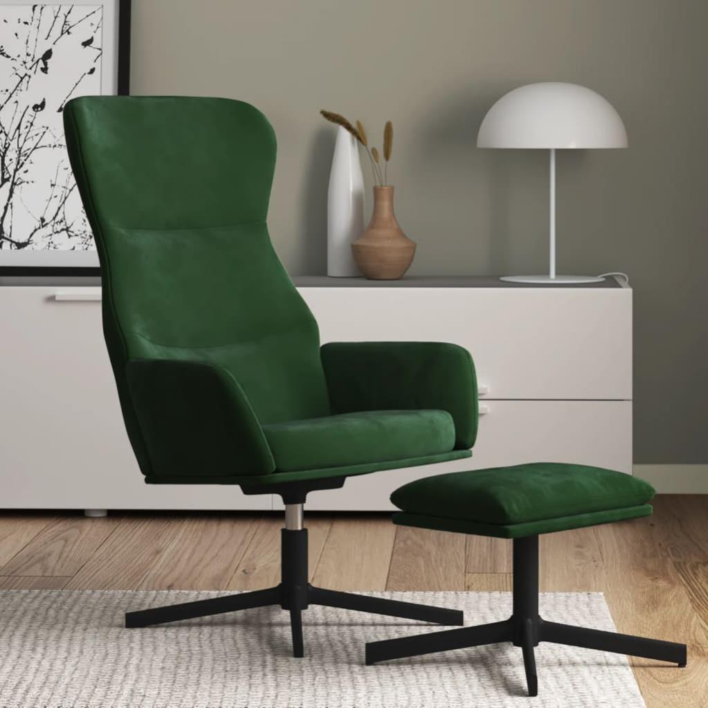 Poltrona Relax con Poggiapiedi Verde Scuro in Tessuto 3097887