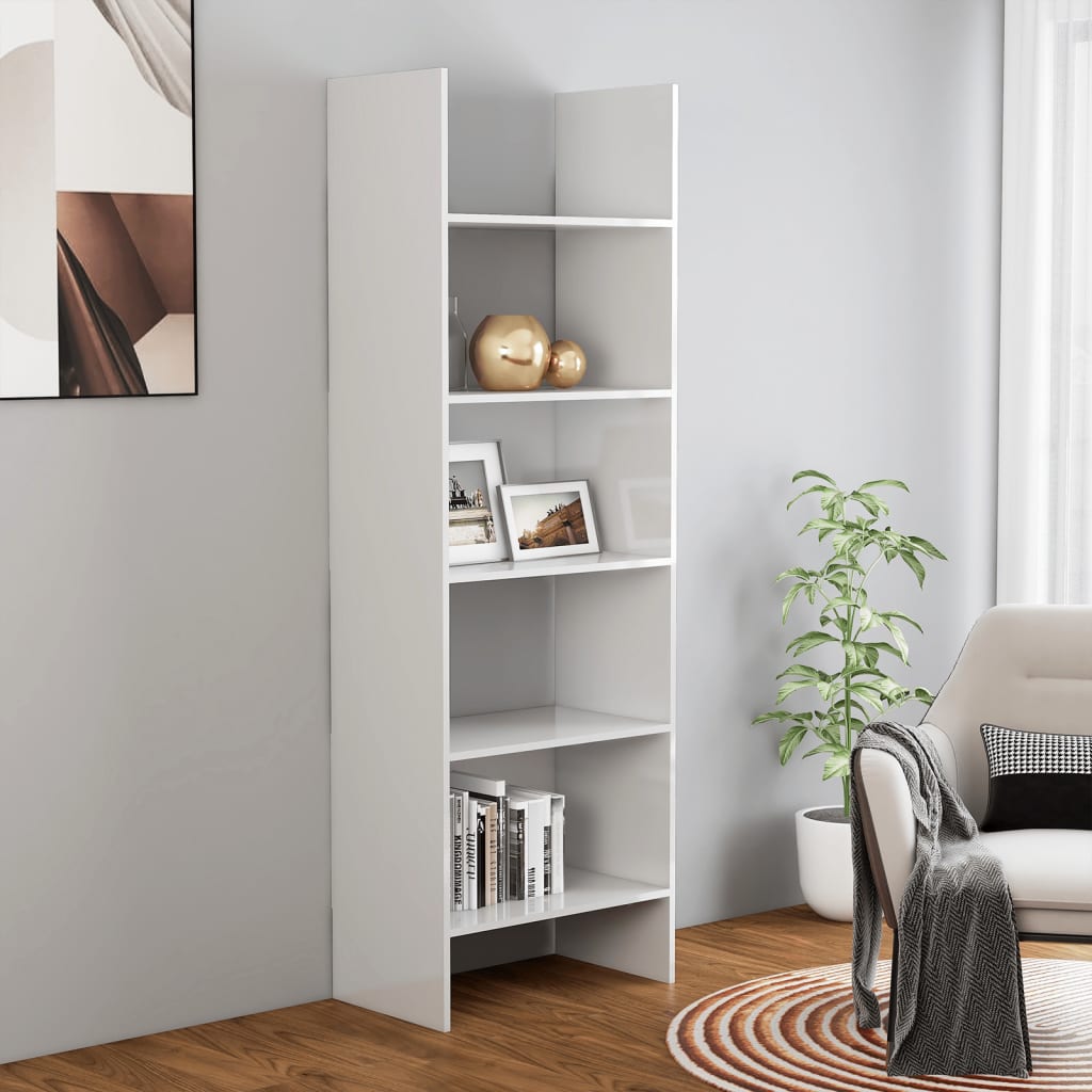 VidaXL Libreria Bianco Lucido 60x35x180 cm in Legno Multistrato