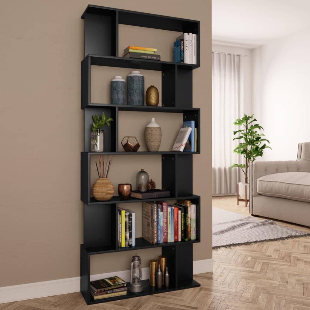 Libreria/Divisorio Multifunzionale - Armadio A Scaffali 80x24x192 Cm, Grigio Sonoma, Legno Multistrato - 6+12 Scomparti Per Soggiorno, Ufficio, Cucina, Bagno