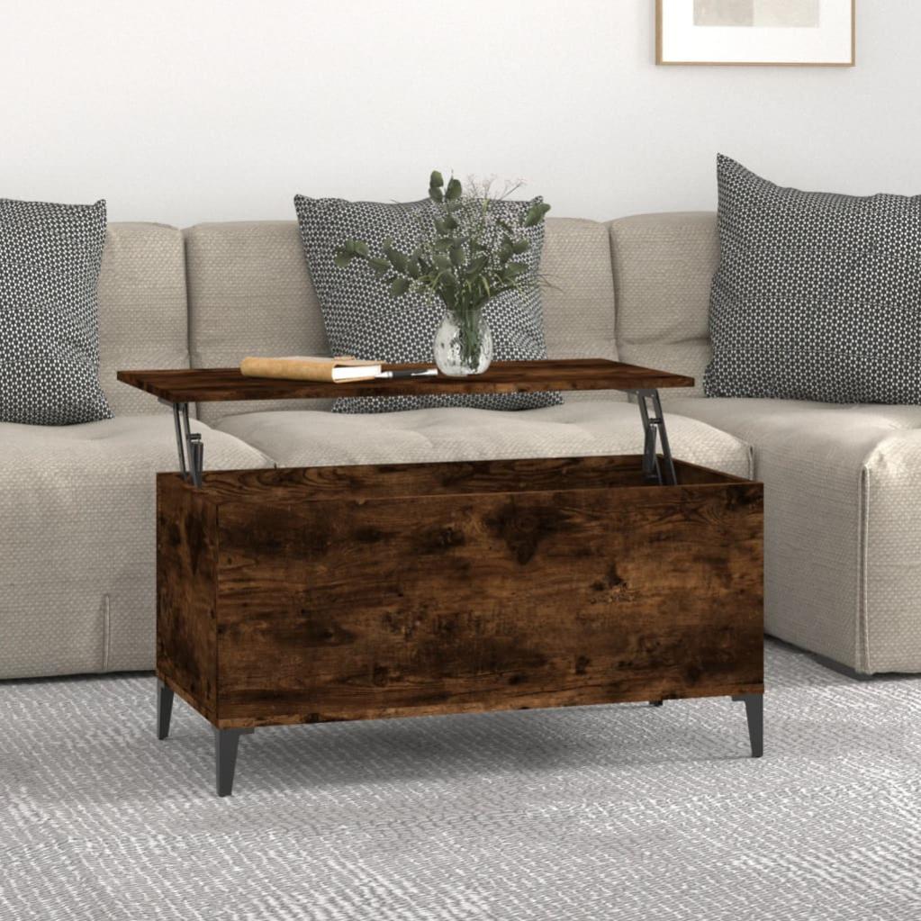 Tavolino da Salotto,Tavolino da Caffè,Tavolino da Soggiorno Rovere Fumo 80x50x36 cm Legno Multistrato CFW84241 | Leroy Merlin