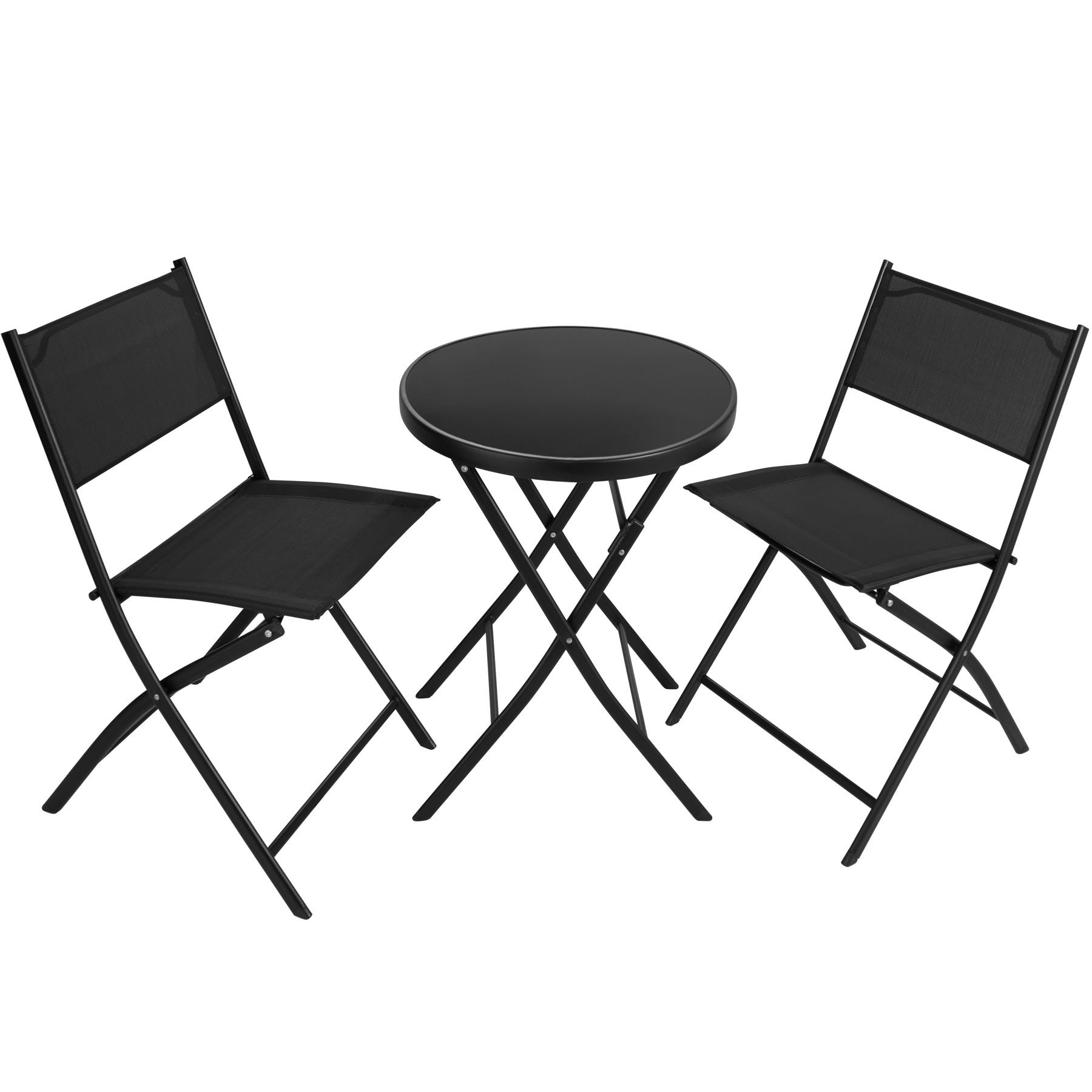 Table ronde + 2 chaises pliantes pour jardin extérieur design moderne Bitter