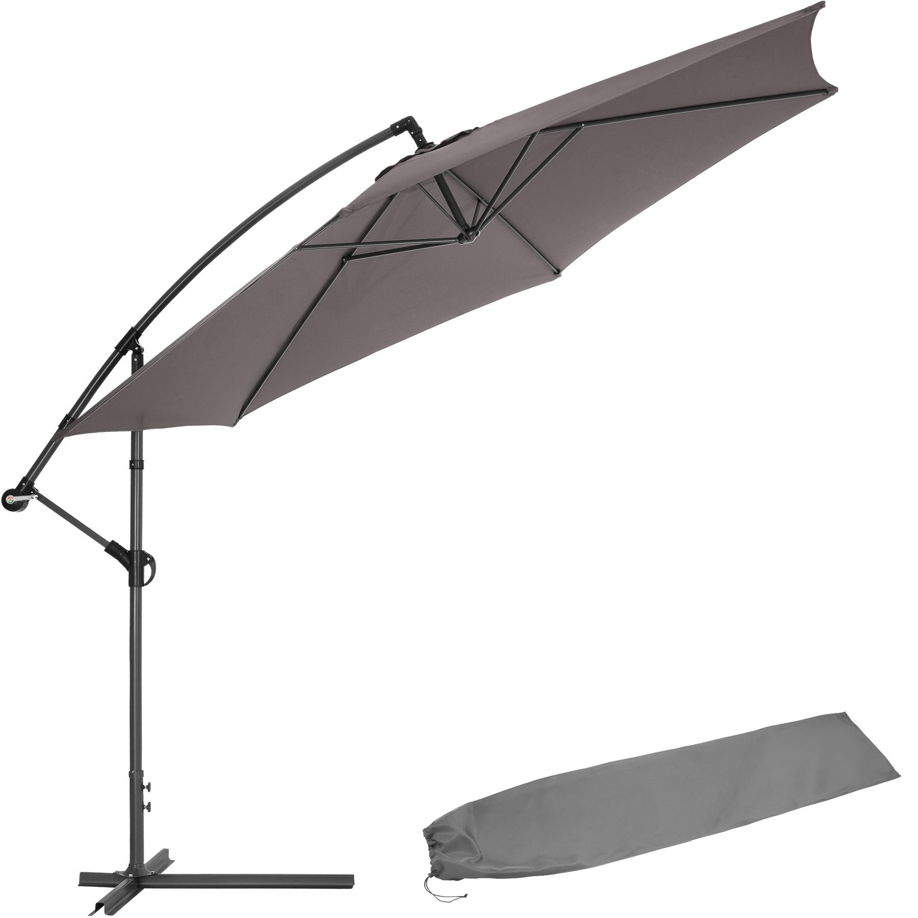 Tectake Parasol 350 cm avec housse de protection - gris | Leroy Merlin