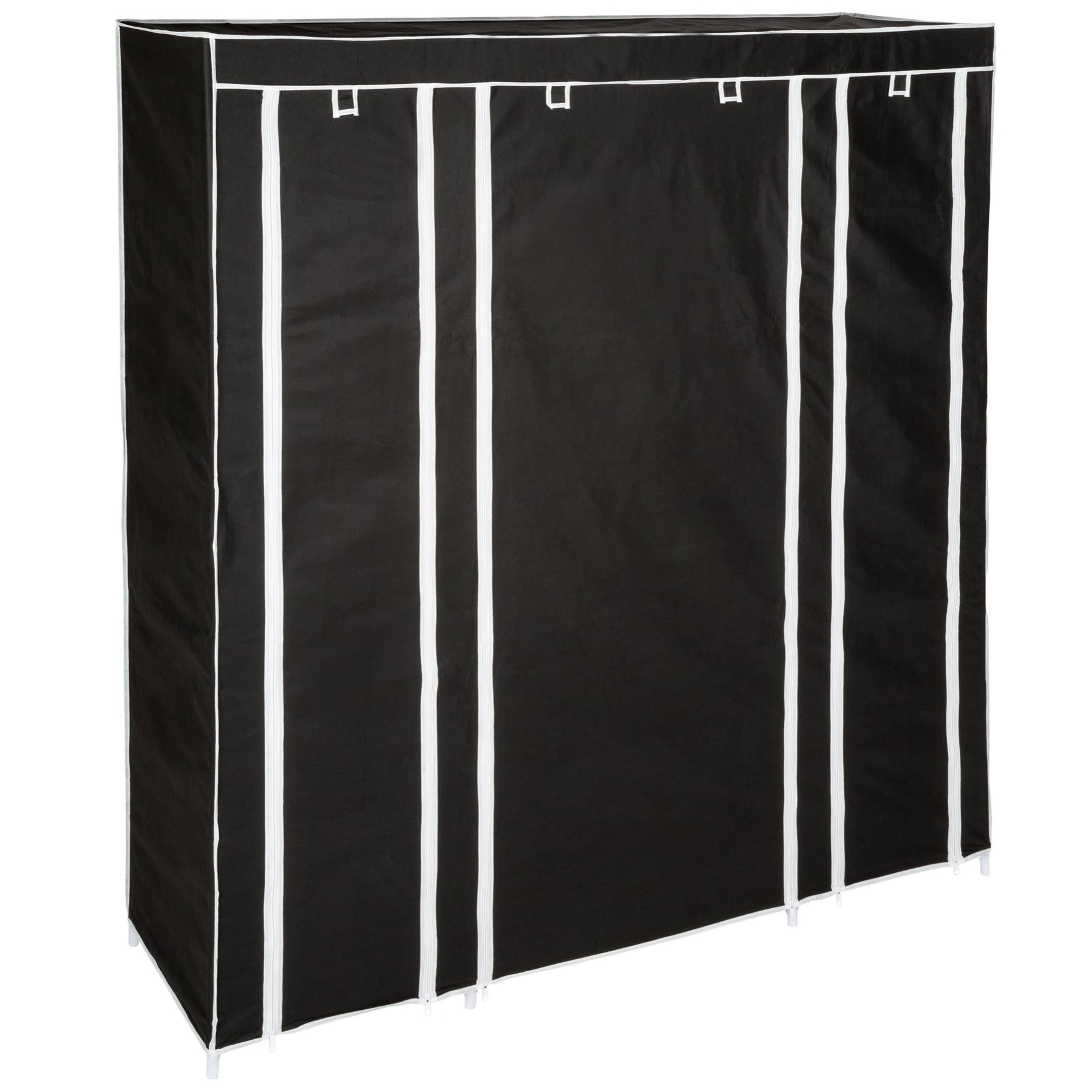 Tectake Armoire Penderie en tissu 12 compartiments 150x175x45cm noir Leroy Merlin