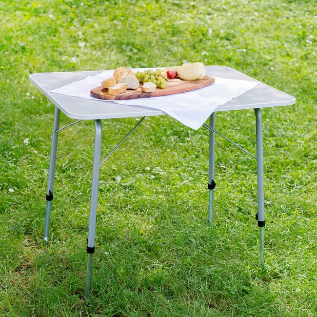 Tectake tavolo da campeggio regolabile in altezza 80x60x68 cm