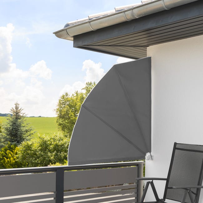 Tectake Toldo lateral plegable para balcón con montaje en pared  140x7,5x140cm - antracita