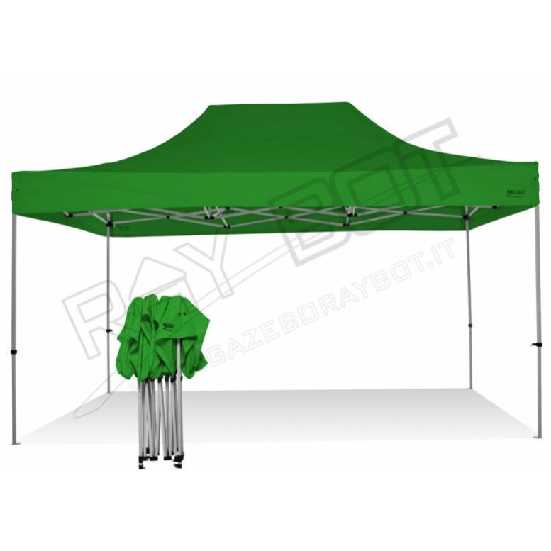 Gazebo Pieghevole 3x4,5 RAY BOT Verde Professionale Senza Laterali