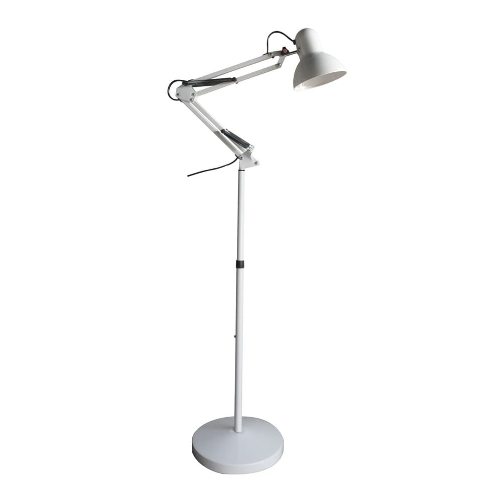 Wonderlamp - Lampada Da Terra Articolata Avati, Lampada Da Terra Bianca, Altezza Regolabile, Corpo E Testa Articolabile, Lampadina 1xE27