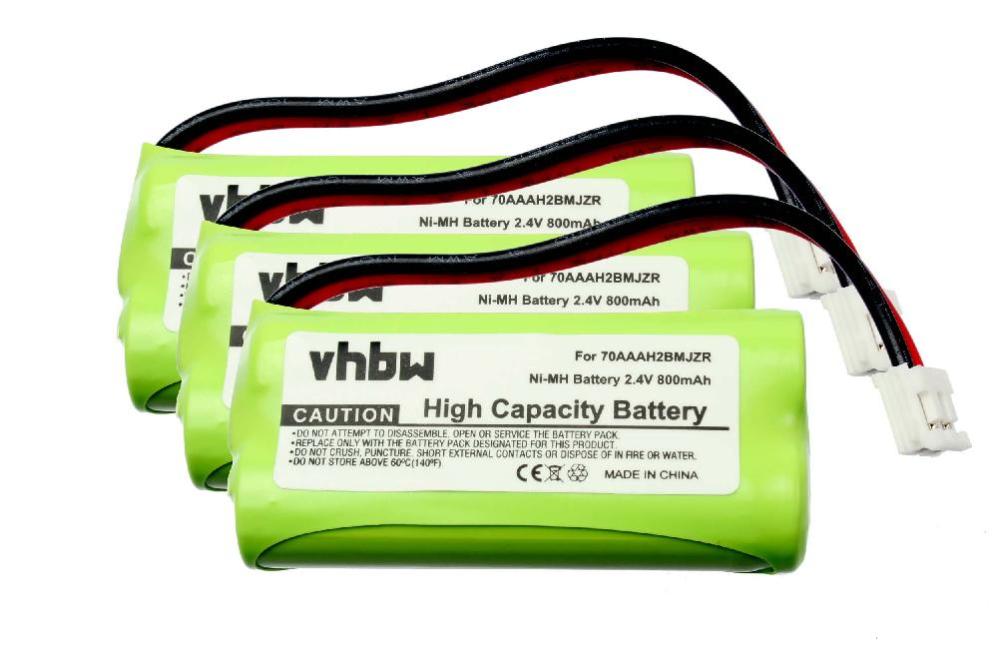 Vhbw set de 3 batteries 800mAh pour téléphone fixe sans fil Plantronics
