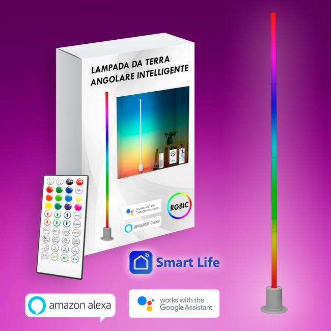 Lampada terra design dimmerabile luce ambiente SMART WiFi LED 10W RGB  effetti multicolore camera letto ufficio Alexa Google APP