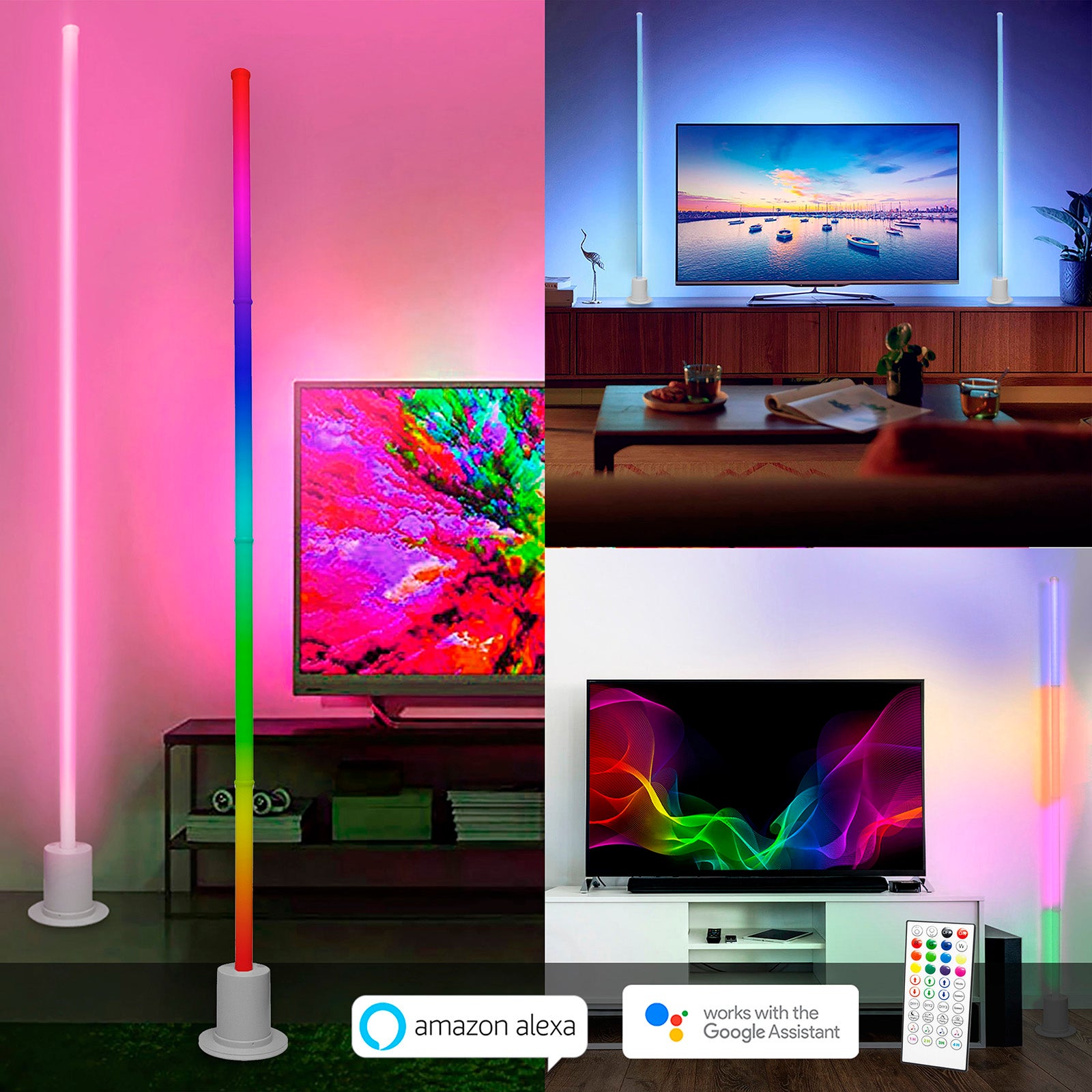 Lámpara de pie inteligente funciona con Alexa y Google Home, cambio de  color, regulable sin escalones para sala de estar, modernas lámparas WiFi  de