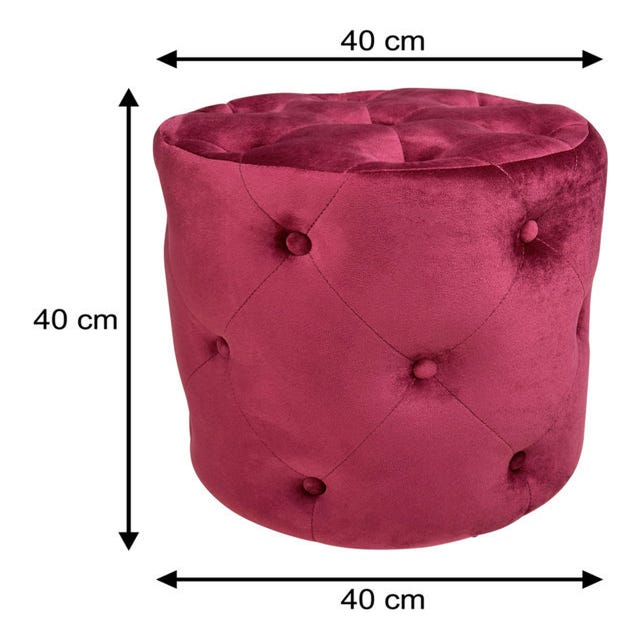 Panca-pouf contenitore rettangolare e tondo set da 3 rosa 2 dimensioni